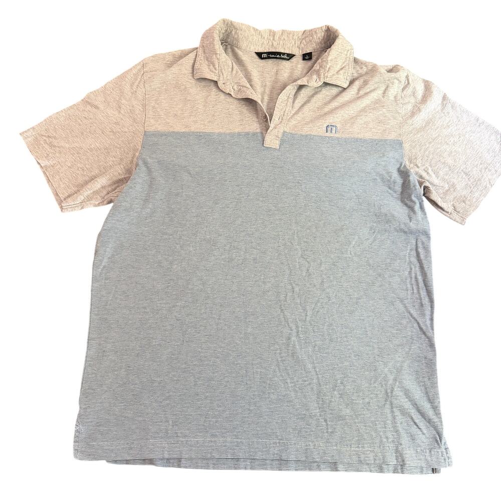 Travis Mathew Golf Polo Shirt mens blue Large short sleeve rugby golfer